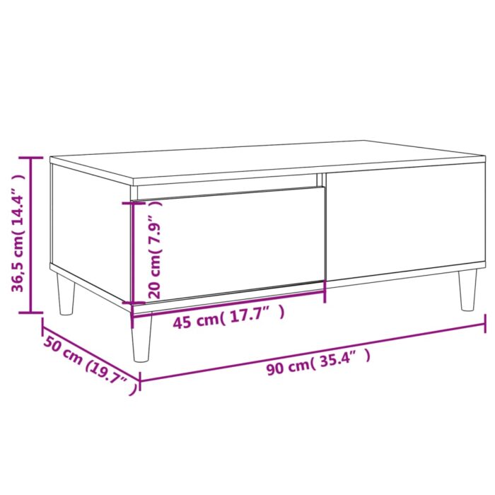 Table basse Noir 90x50x36,5 cm Bois d'ingénierie – Image 8