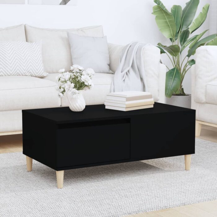Table basse Noir 90x50x36,5 cm Bois d'ingénierie – Image 1