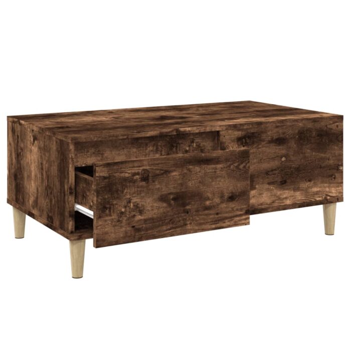 Table basse Chêne fumé 90x50x36,5 cm Bois d'ingénierie – Image 4