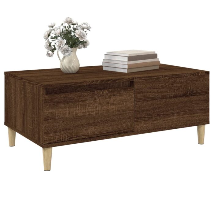 Table basse Chêne marron 90x50x36,5 cm Bois d'ingénierie – Image 2