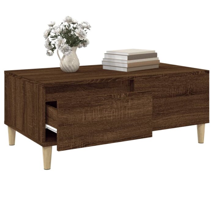 Table basse Chêne marron 90x50x36,5 cm Bois d'ingénierie – Image 3
