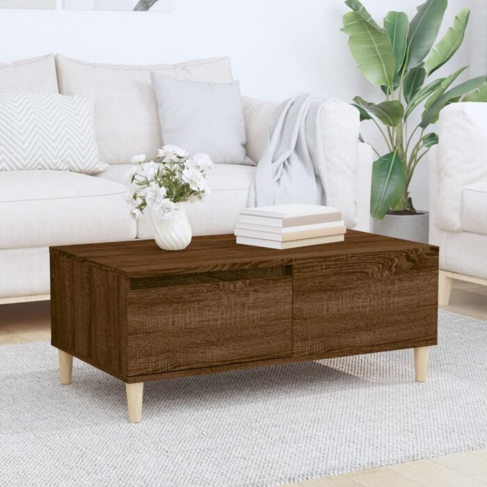 Table basse Chêne marron 90x50x36,5 cm Bois d'ingénierie – Image 1