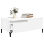 Table basse Blanc 90x50x36,5 cm Bois d'ingénierie – Image 3