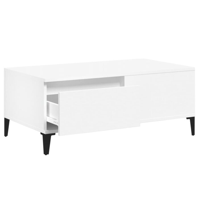 Table basse Blanc 90x50x36,5 cm Bois d'ingénierie – Image 5