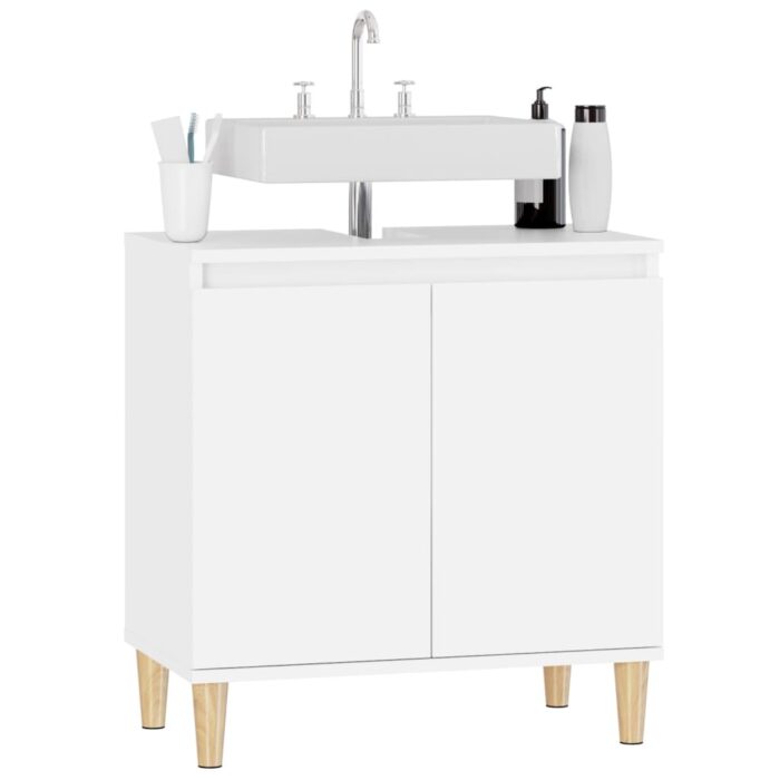 Meuble d'évier blanc 58x33x60 cm bois d'ingénierie – Image 2