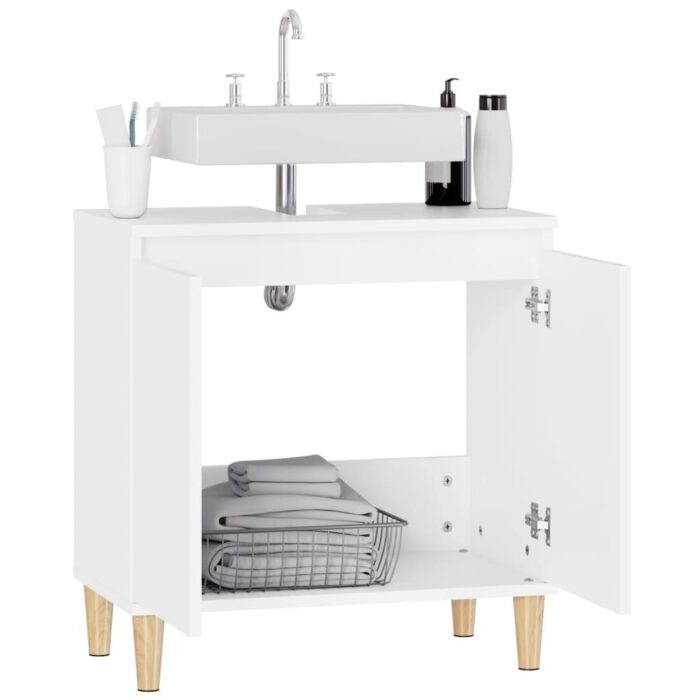Meuble d'évier blanc 58x33x60 cm bois d'ingénierie – Image 3