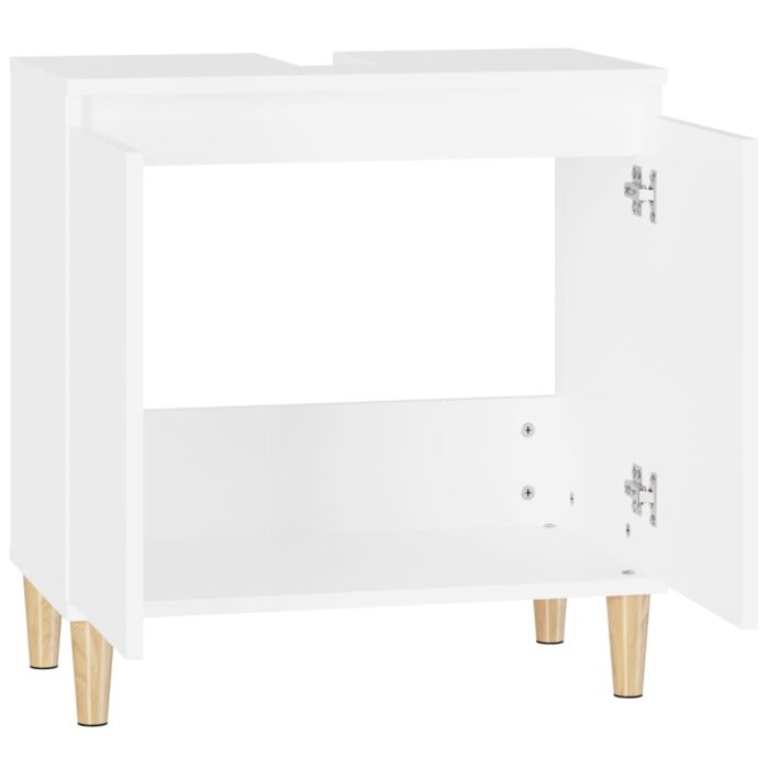 Meuble d'évier blanc 58x33x60 cm bois d'ingénierie – Image 5