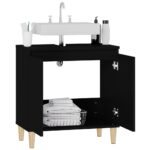 Meuble d'évier noir 58x33x60 cm bois d'ingénierie – Image 3