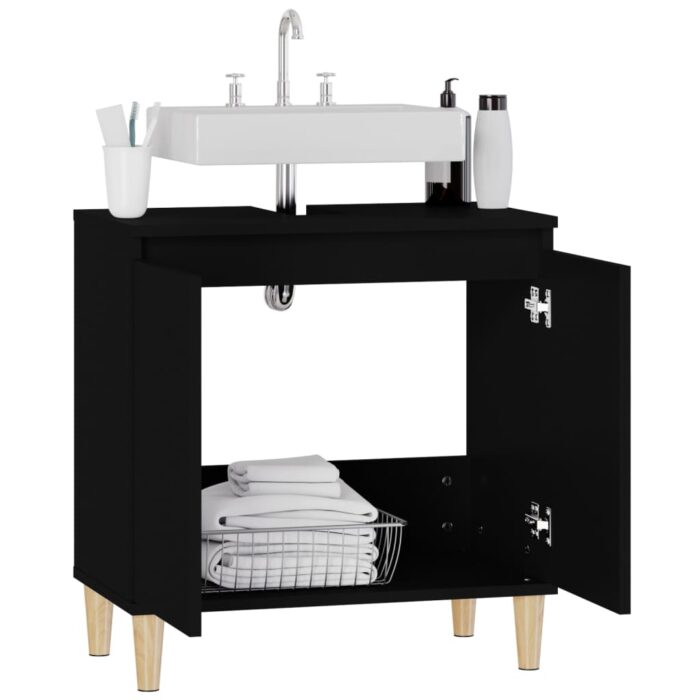 Meuble d'évier noir 58x33x60 cm bois d'ingénierie – Image 3