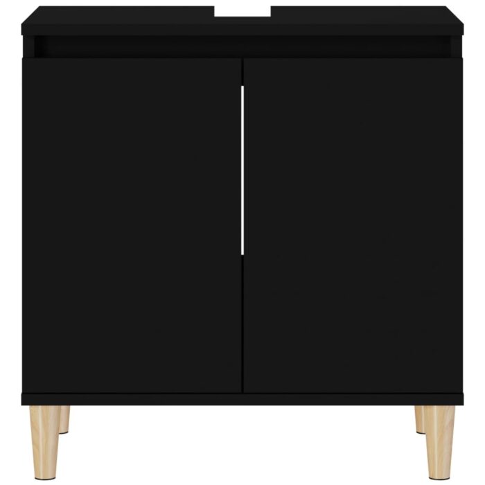 Meuble d'évier noir 58x33x60 cm bois d'ingénierie – Image 4