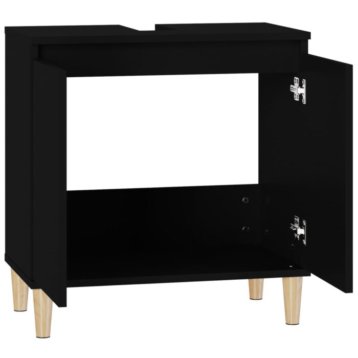 Meuble d'évier noir 58x33x60 cm bois d'ingénierie – Image 5
