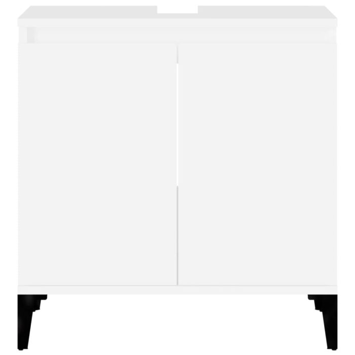 Meuble d'évier blanc 58x33x60 cm bois d'ingénierie – Image 4