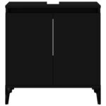 Meuble d'évier noir 58x33x60 cm bois d'ingénierie – Image 4