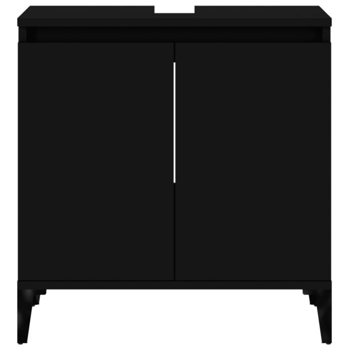Meuble d'évier noir 58x33x60 cm bois d'ingénierie – Image 4