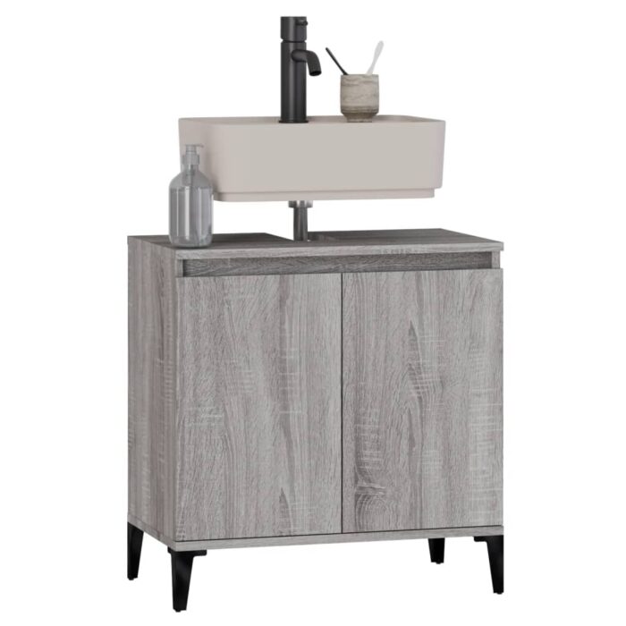 Meuble d'évier sonoma gris 58x33x60 cm bois d'ingénierie – Image 2