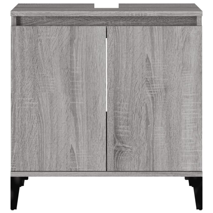 Meuble d'évier sonoma gris 58x33x60 cm bois d'ingénierie – Image 4