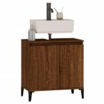 Meuble d'évier chêne marron 58x33x60 cm bois d'ingénierie – Image 2