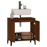 Meuble d'évier chêne marron 58x33x60 cm bois d'ingénierie – Image 3