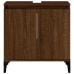 Meuble d'évier chêne marron 58x33x60 cm bois d'ingénierie – Image 4