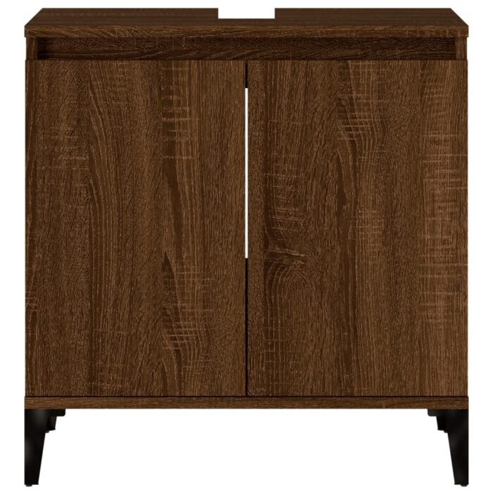 Meuble d'évier chêne marron 58x33x60 cm bois d'ingénierie – Image 4