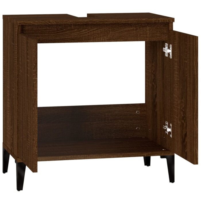 Meuble d'évier chêne marron 58x33x60 cm bois d'ingénierie – Image 5