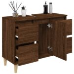 Meuble d'évier chêne marron 80x33x60 cm bois d'ingénierie – Image 2