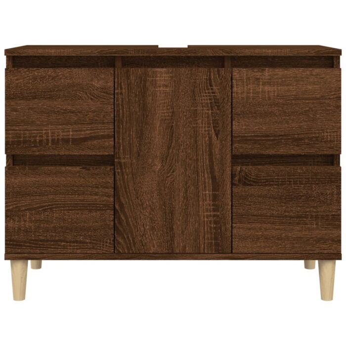 Meuble d'évier chêne marron 80x33x60 cm bois d'ingénierie – Image 3