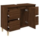 Meuble d'évier chêne marron 80x33x60 cm bois d'ingénierie – Image 4