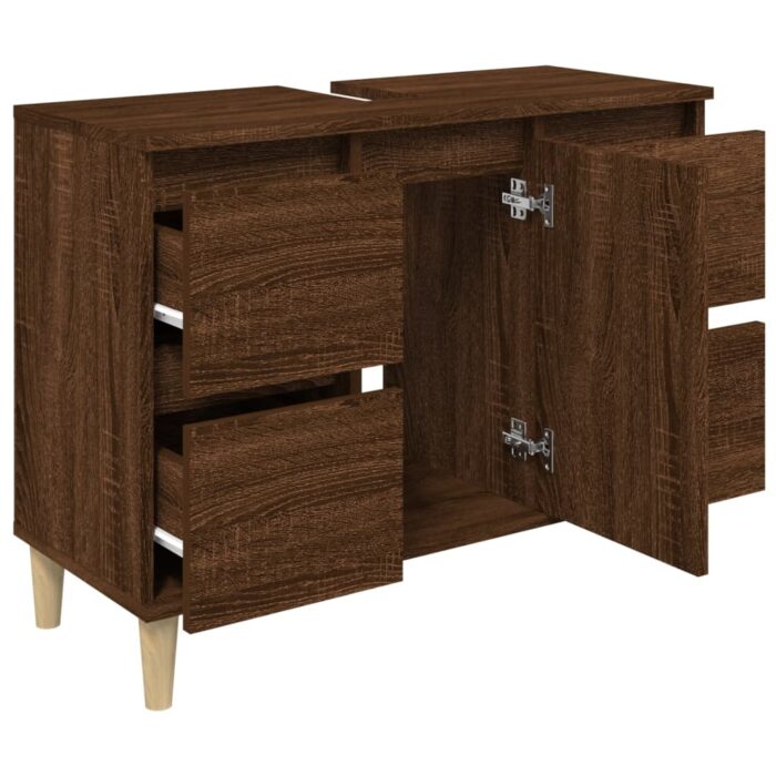 Meuble d'évier chêne marron 80x33x60 cm bois d'ingénierie – Image 4
