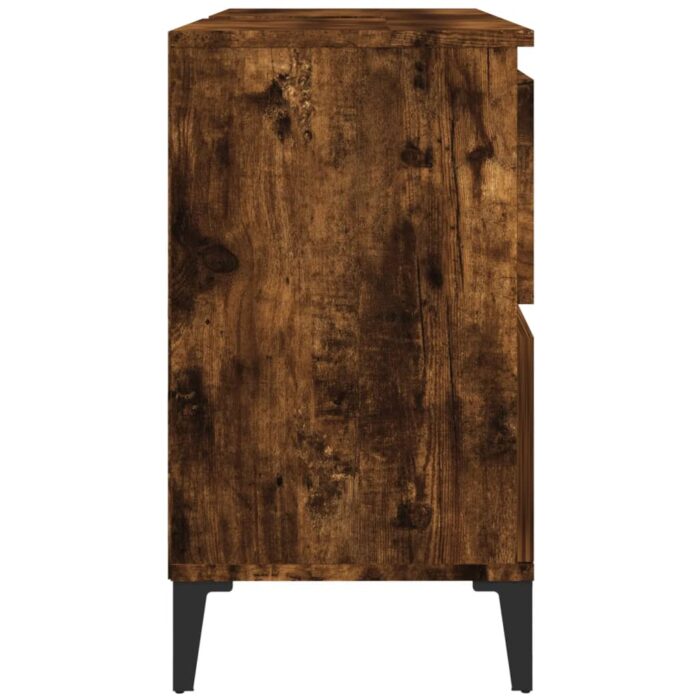 Meuble d'évier chêne fumé 80x33x60 cm bois d'ingénierie – Image 5