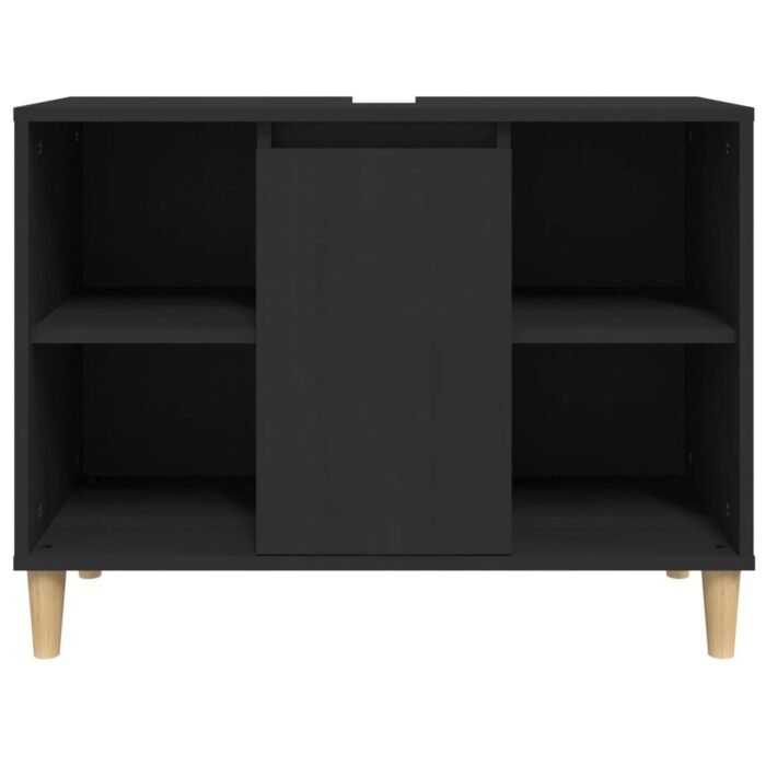 Meuble d'évier noir 80x33x60 cm bois d'ingénierie – Image 4