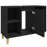Meuble d'évier noir 80x33x60 cm bois d'ingénierie – Image 5