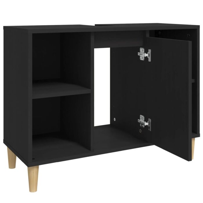 Meuble d'évier noir 80x33x60 cm bois d'ingénierie – Image 5