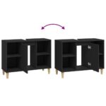 Meuble d'évier noir 80x33x60 cm bois d'ingénierie – Image 7