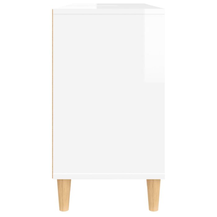 Meuble d'évier blanc brillant 80x33x60 cm bois d'ingénierie – Image 6