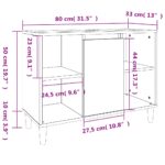 Meuble d'évier blanc brillant 80x33x60 cm bois d'ingénierie – Image 9