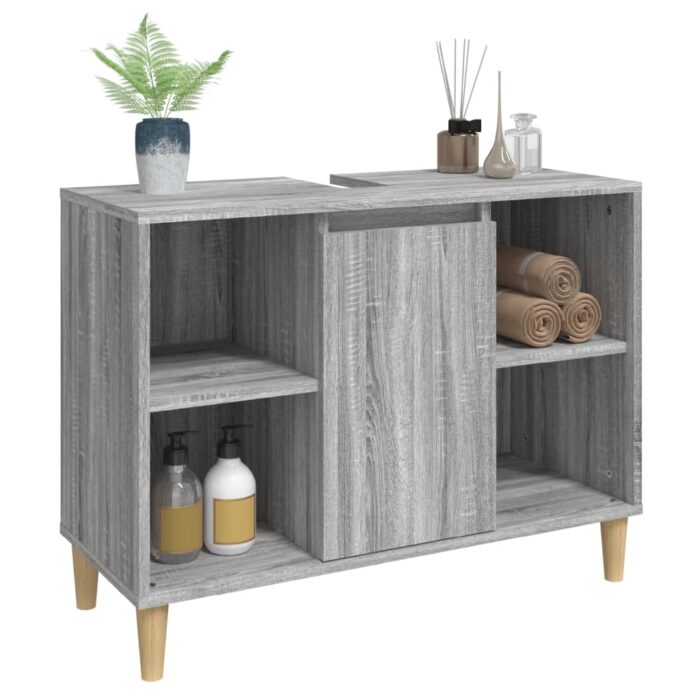Meuble d'évier sonoma gris 80x33x60 cm bois d'ingénierie – Image 2