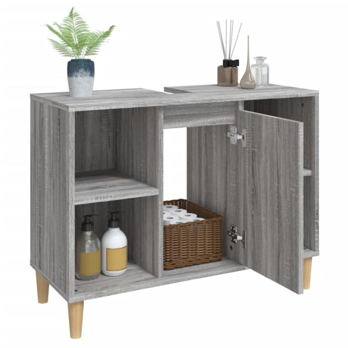 Meuble d'évier sonoma gris 80x33x60 cm bois d'ingénierie – Image 3