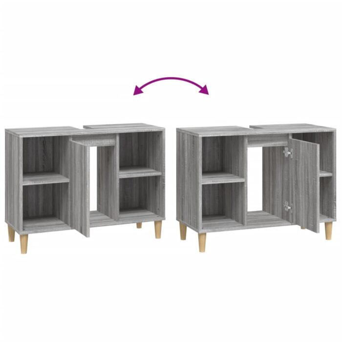 Meuble d'évier sonoma gris 80x33x60 cm bois d'ingénierie – Image 7