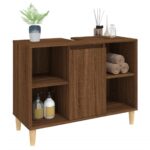 Meuble d'évier chêne marron 80x33x60 cm bois d'ingénierie – Image 2