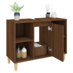 Meuble d'évier chêne marron 80x33x60 cm bois d'ingénierie – Image 3