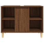 Meuble d'évier chêne marron 80x33x60 cm bois d'ingénierie – Image 4