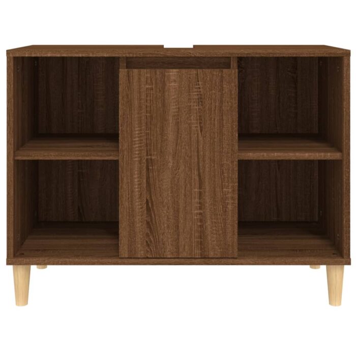 Meuble d'évier chêne marron 80x33x60 cm bois d'ingénierie – Image 4