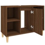 Meuble d'évier chêne marron 80x33x60 cm bois d'ingénierie – Image 5