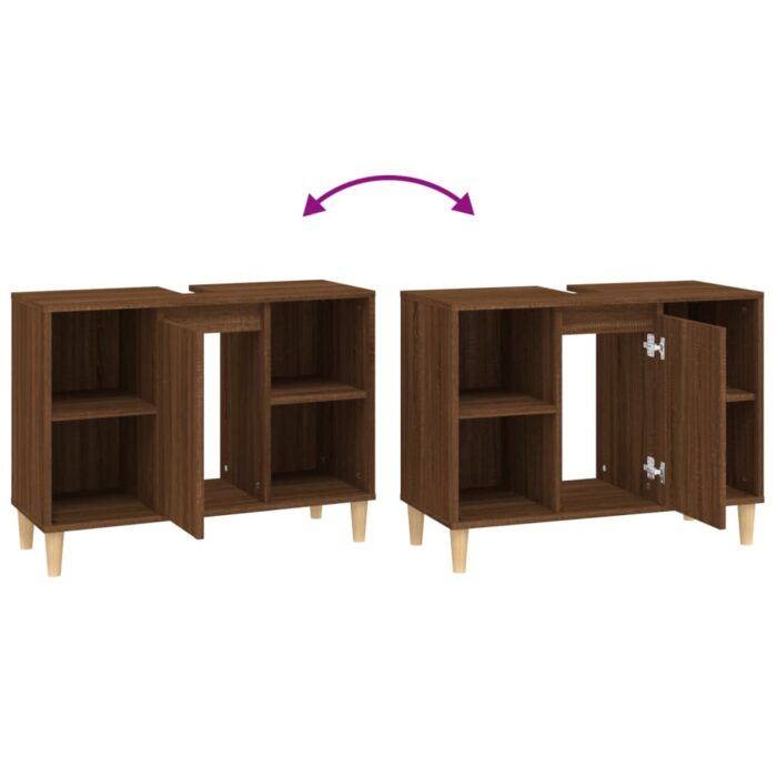 Meuble d'évier chêne marron 80x33x60 cm bois d'ingénierie – Image 7