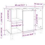 Meuble d'évier chêne marron 80x33x60 cm bois d'ingénierie – Image 9