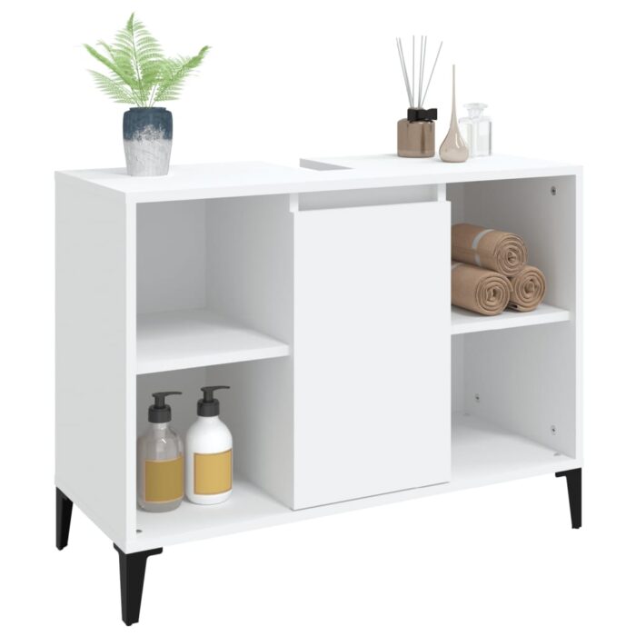 Meuble d'évier blanc 80x33x60 cm bois d'ingénierie – Image 2