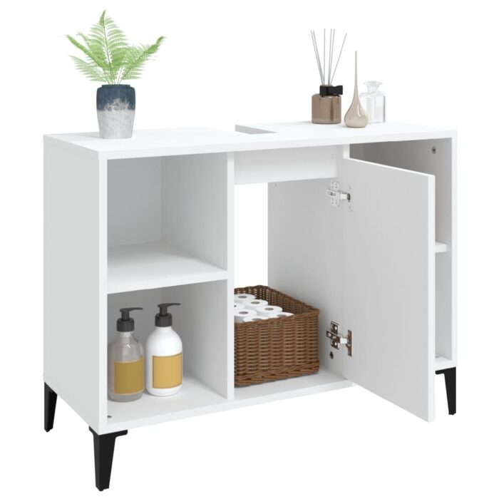 Meuble d'évier blanc 80x33x60 cm bois d'ingénierie – Image 3