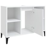Meuble d'évier blanc 80x33x60 cm bois d'ingénierie – Image 5