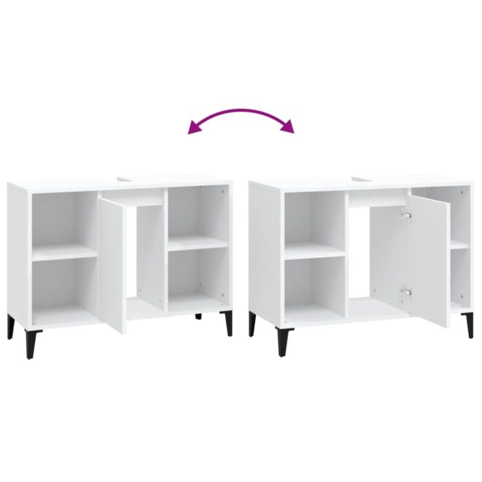Meuble d'évier blanc 80x33x60 cm bois d'ingénierie – Image 7